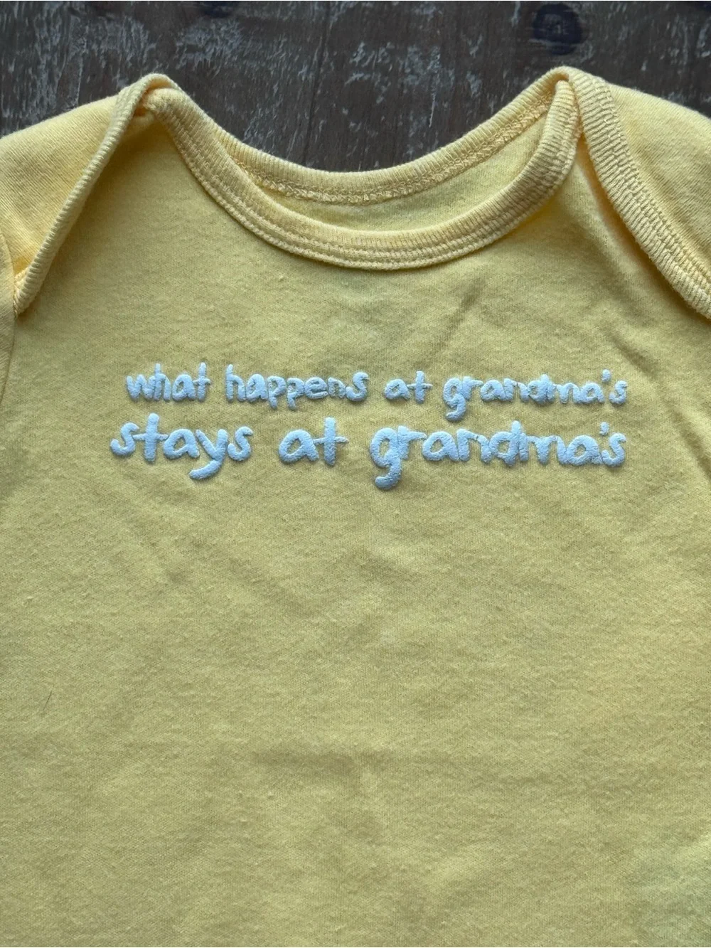 Faded Glory Yellow Grandma's Embroidered Bodysuit 3-6M Baby Gender Neutral